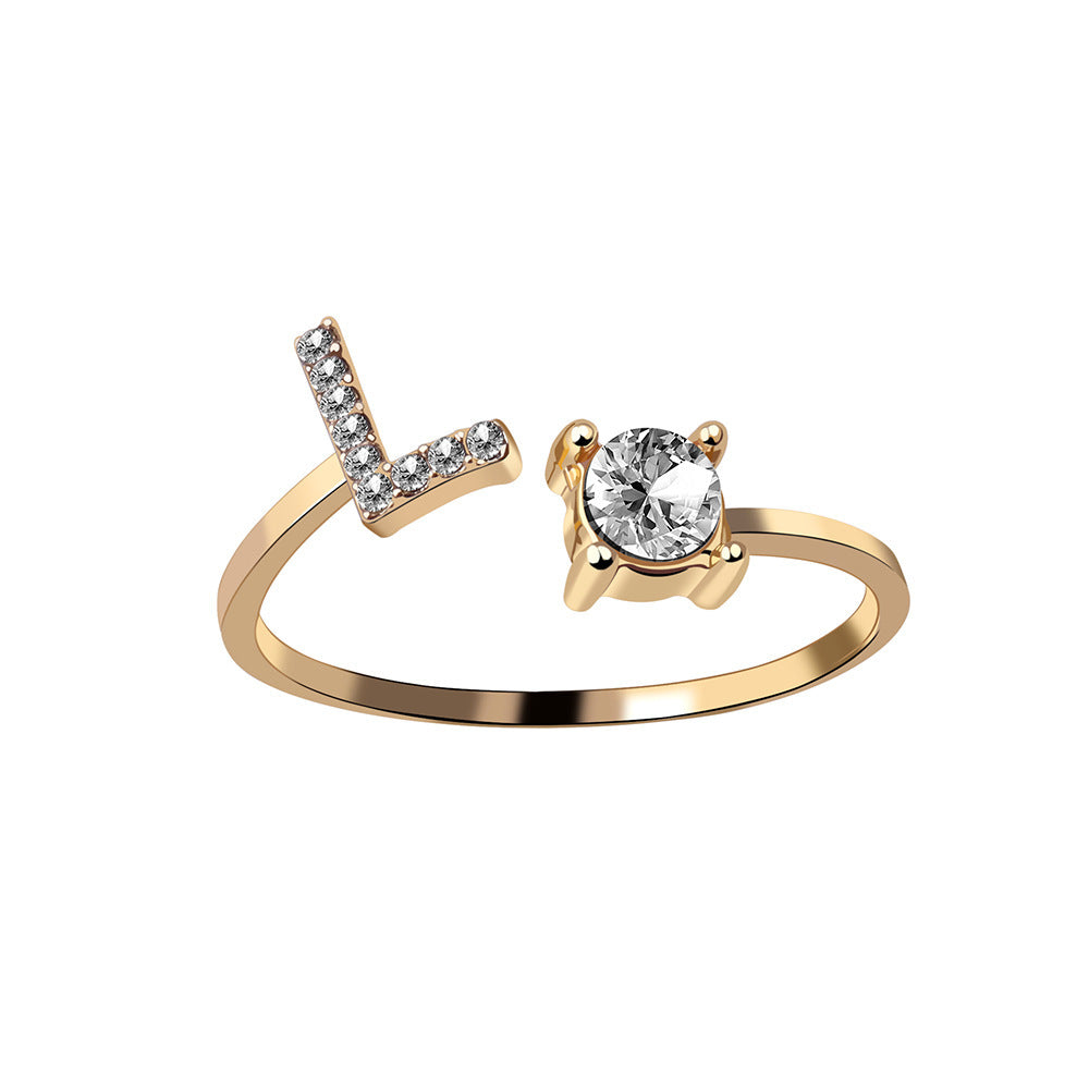 New Design Adjustable 26 Initial Letter Ring Fashion Jewelry For Women Simple Elegant Jewelry El Pazar