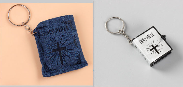 Mini HOLY Bible Keychain Religious Christian Jesus Cross Key Chain Women Prayer God Bless Gift Souvenirs Keyring El Pazar