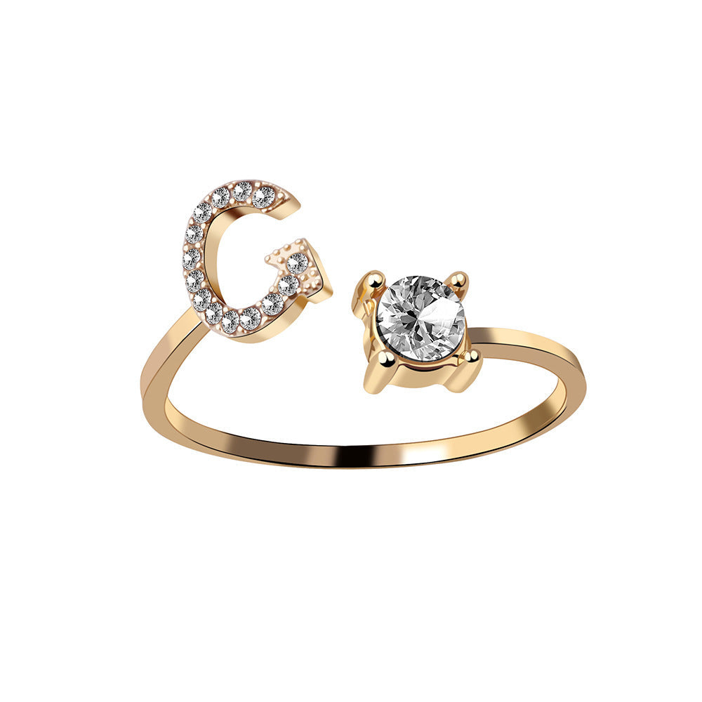 New Design Adjustable 26 Initial Letter Ring Fashion Jewelry For Women Simple Elegant Jewelry El Pazar