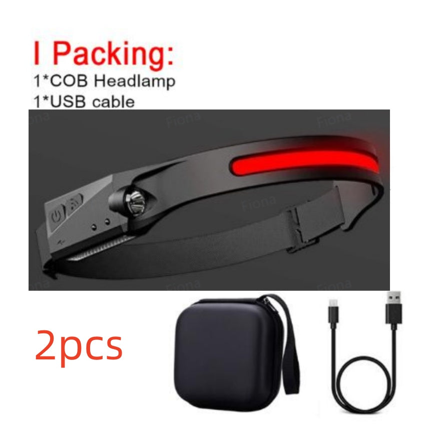 COB LED Induction Riding Headlamp Flashlight USB Rechargeable Waterproof Camping Headlight With All Perspectives Hunting Light El Pazar