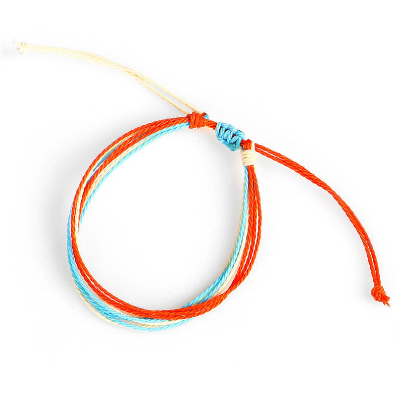 Wax Line Creative Handwoven Bracelet Colorful Drawstring El Pazar