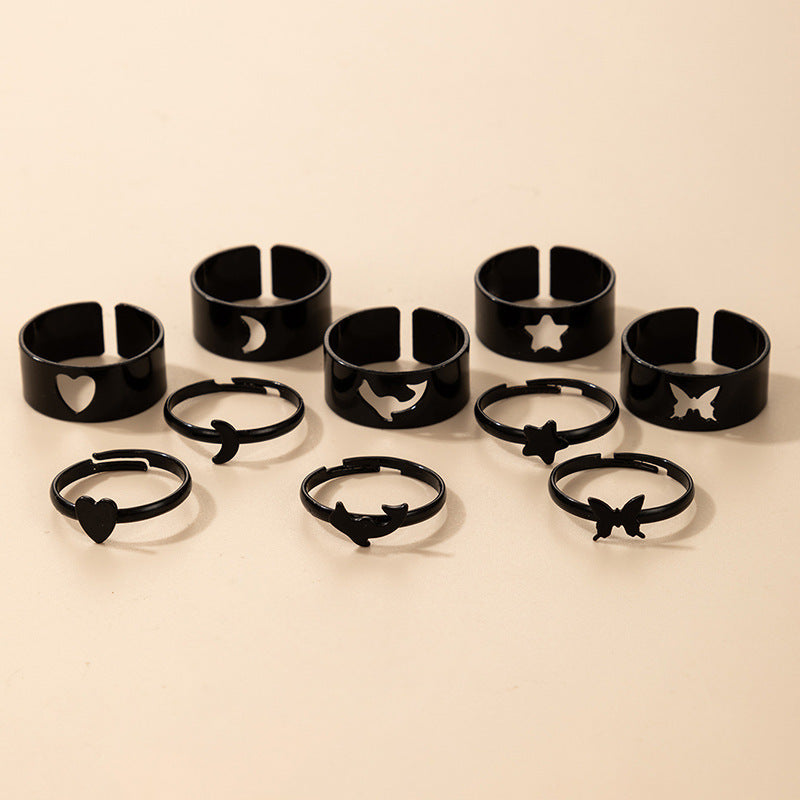 Butterfly Ring Set Creative Hollow Ins Personality Punk Style Couple Ring Pair Ring El Pazar
