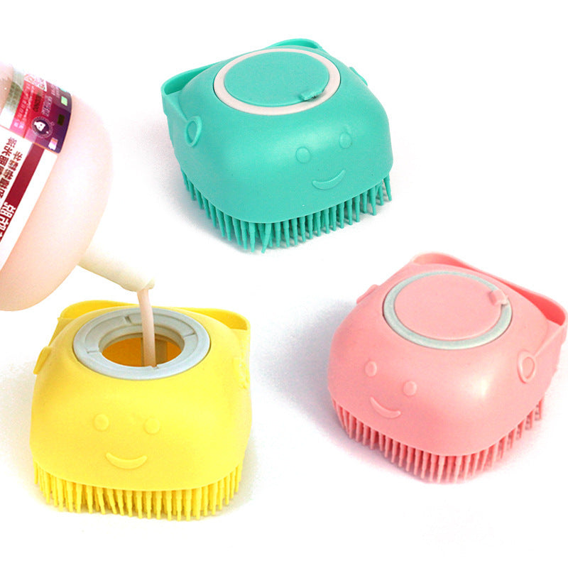 Silicone Dog Bath Massage Gloves Brush Pet Cat Bathroom Cleaning Tool Comb Brush For Dog Can Pour Shampoo Dog Grooming Supplies El Pazar