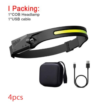 COB LED Induction Riding Headlamp Flashlight USB Rechargeable Waterproof Camping Headlight With All Perspectives Hunting Light El Pazar
