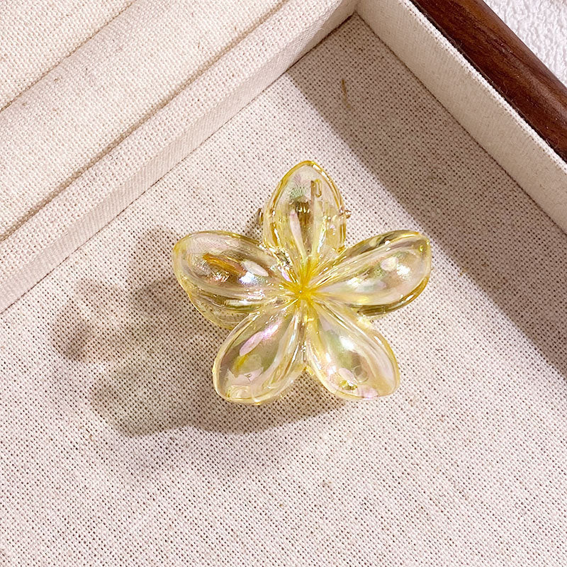 Mini 4CM Plumeria Rubra Grip Electroplated AB Color Bauhinia Barrettes El Pazar