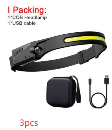 COB LED Induction Riding Headlamp Flashlight USB Rechargeable Waterproof Camping Headlight With All Perspectives Hunting Light El Pazar