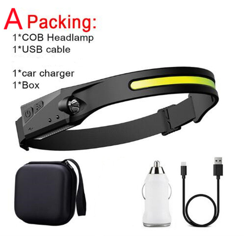 COB LED Induction Riding Headlamp Flashlight USB Rechargeable Waterproof Camping Headlight With All Perspectives Hunting Light El Pazar