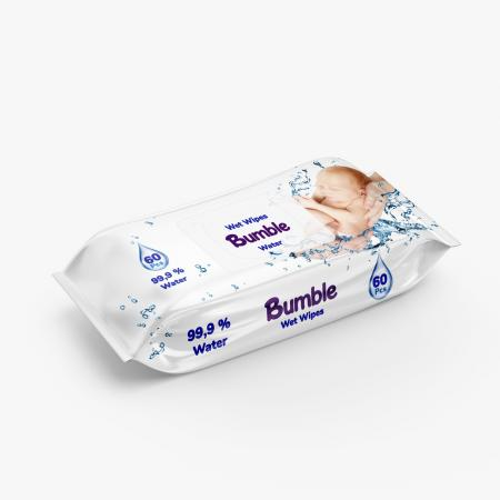 Bumble Wet Pocket Wipes 60 Pcs (WATER) X8