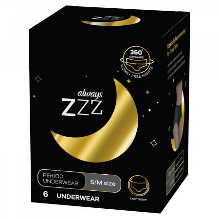 Always ZZZ Disposable Overnight Period Underwear for Women Size S 6 pc