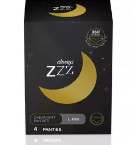 Always ZZZ Disposable Overnight Period Underwear for Women Size L 4 pc