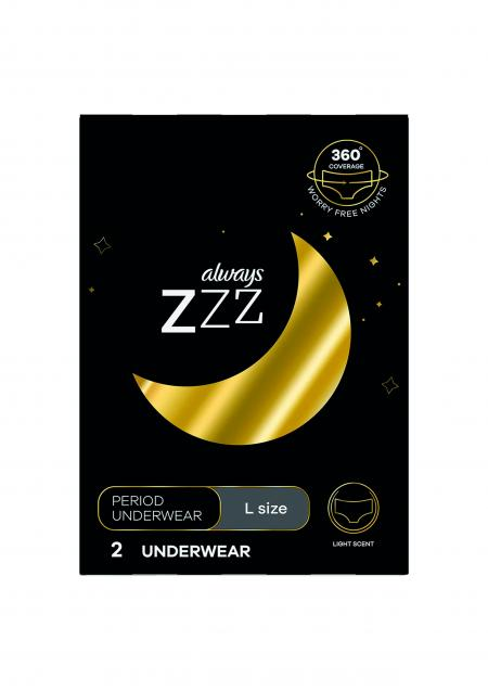 Always ZZZ Disposable Overnight Period Underwear for Women Size L 2 pc