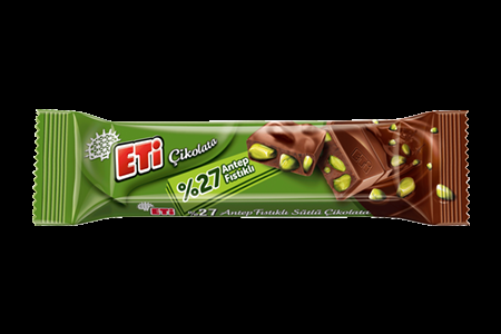 ETİ Milk Chocolate with 27% Pistachio 30gr ETİ Milk Chocolate with 27% Pistachio 30gr