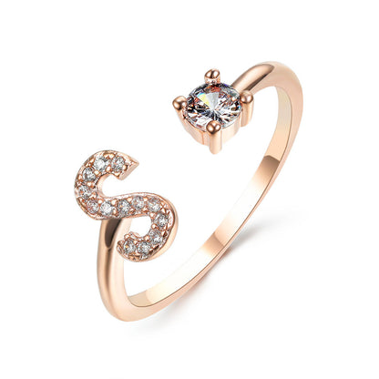 New Design Adjustable 26 Initial Letter Ring Fashion Jewelry For Women Simple Elegant Jewelry El Pazar