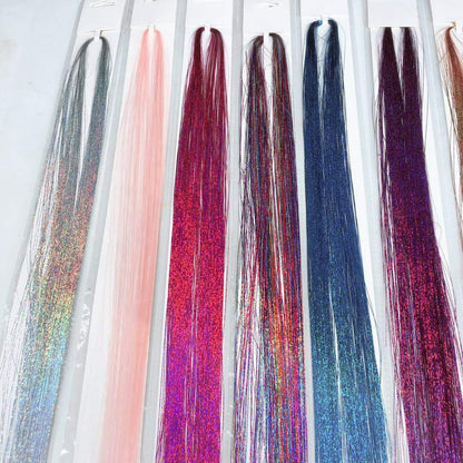 100cm Silk Stripe Colorful Gold Hair Extension Laser Silk Wig Party Silk eprolo