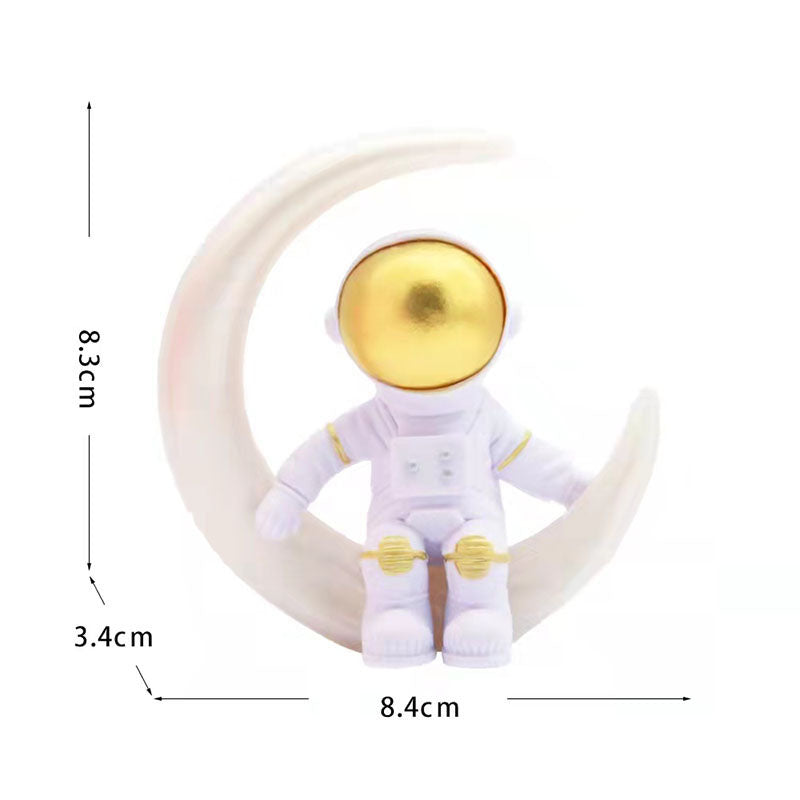 Astronaut Cake Decoration Ornaments Rocket Toy Plug-In Birthday Baking Astronaut Doll Card Set eprolo
