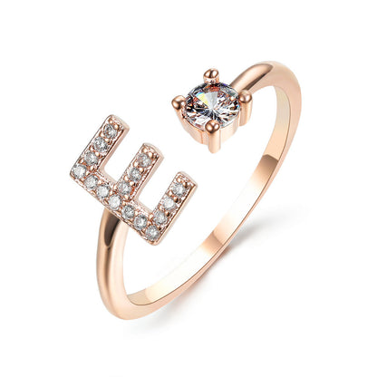 New Design Adjustable 26 Initial Letter Ring Fashion Jewelry For Women Simple Elegant Jewelry El Pazar