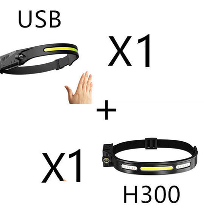 COB LED Induction Riding Headlamp Flashlight USB Rechargeable Waterproof Camping Headlight With All Perspectives Hunting Light El Pazar