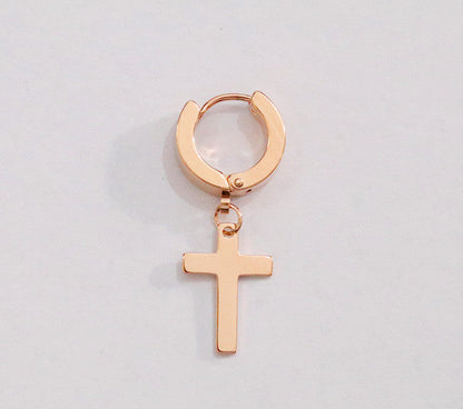 Titanium Steel Men's Cross Earrings Stainless Steel Cross El Pazar