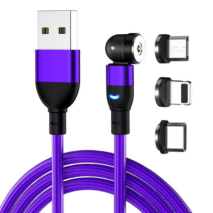 Data Cable 540 Degree Blind Suction Round Magnetic Charging Cable Three-in-one Bent Magnetic Cable El Pazar