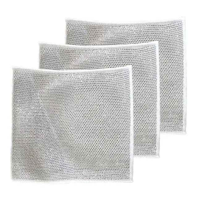 Kitchen Steel Wool Rag Multi-purpose Steel Wool Rag Reusable Steel Wool Dishcloth Set Oil-proof Quick Drying Lint Free for Pots eprolo