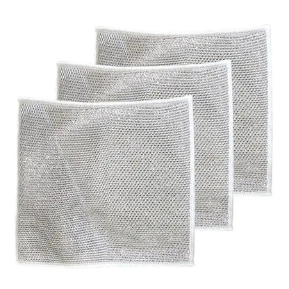 Kitchen Steel Wool Rag Multi-purpose Steel Wool Rag Reusable Steel Wool Dishcloth Set Oil-proof Quick Drying Lint Free for Pots eprolo