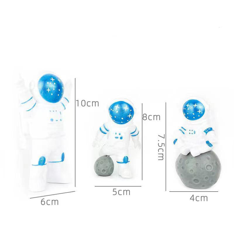 Astronaut Cake Decoration Ornaments Rocket Toy Plug-In Birthday Baking Astronaut Doll Card Set eprolo
