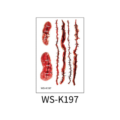 Halloween tattoo sticker simulation bloody scar sticker realistic horror disposable temporary waterproof sticker eprolo
