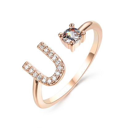New Design Adjustable 26 Initial Letter Ring Fashion Jewelry For Women Simple Elegant Jewelry El Pazar