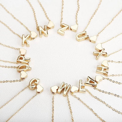 Peach Heart Shaped Letter Necklace Clavicle Chain Necklace El Pazar
