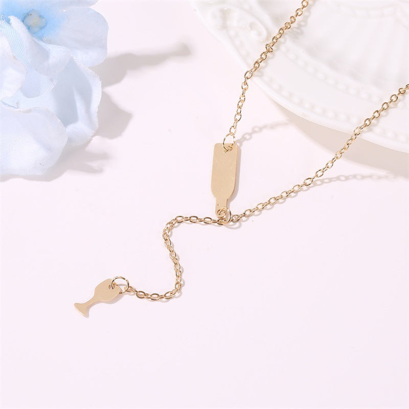Creative wine bottle wine cup Necklace girl El Pazar