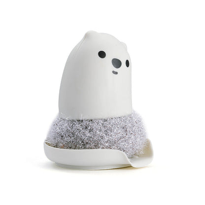 The New Kitchen Bear Pot Brush Acrylic Wire Decontamination Cleaning Ball Does Not Hurt Hand Washing Pot Washing Dishes Cartoon Cleaning Brush eprolo