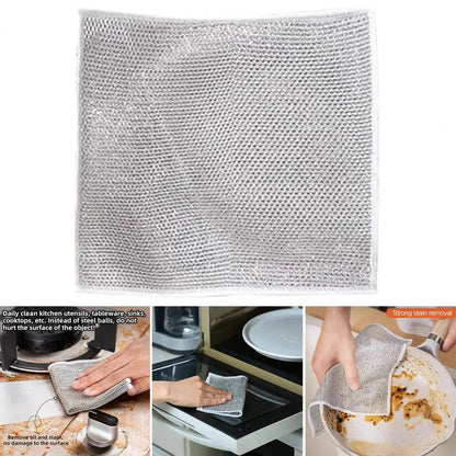 Kitchen Steel Wool Rag Multi-purpose Steel Wool Rag Reusable Steel Wool Dishcloth Set Oil-proof Quick Drying Lint Free for Pots eprolo