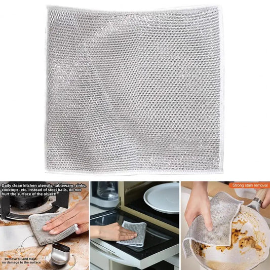Kitchen Steel Wool Rag Multi-purpose Steel Wool Rag Reusable Steel Wool Dishcloth Set Oil-proof Quick Drying Lint Free for Pots eprolo