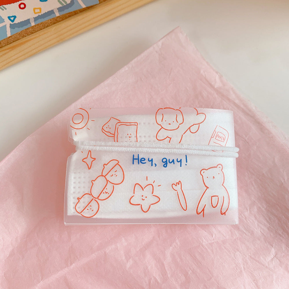 Cute Mask Storage Clip Cartoon Girl Heart Portable Folding Student Adult Temporary Storage Bag Dust-Proof Mini Carry On eprolo