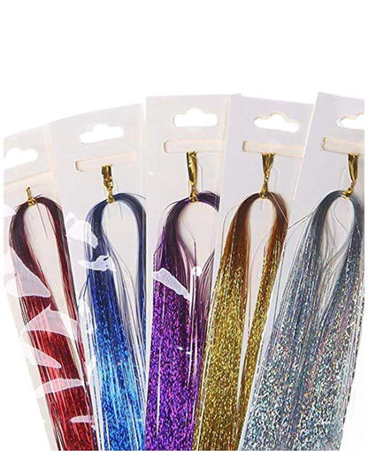 100cm Silk Stripe Colorful Gold Hair Extension Laser Silk Wig Party Silk eprolo