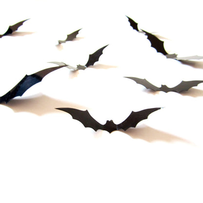 12pcs Halloween Decoration Black 3D DIY PVC Bat Wall Sticker Decal Home Halloween Decoration eprolo