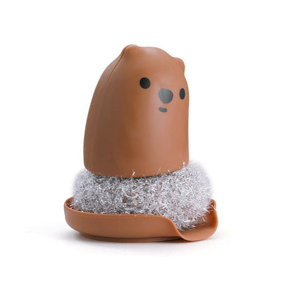 The New Kitchen Bear Pot Brush Acrylic Wire Decontamination Cleaning Ball Does Not Hurt Hand Washing Pot Washing Dishes Cartoon Cleaning Brush eprolo