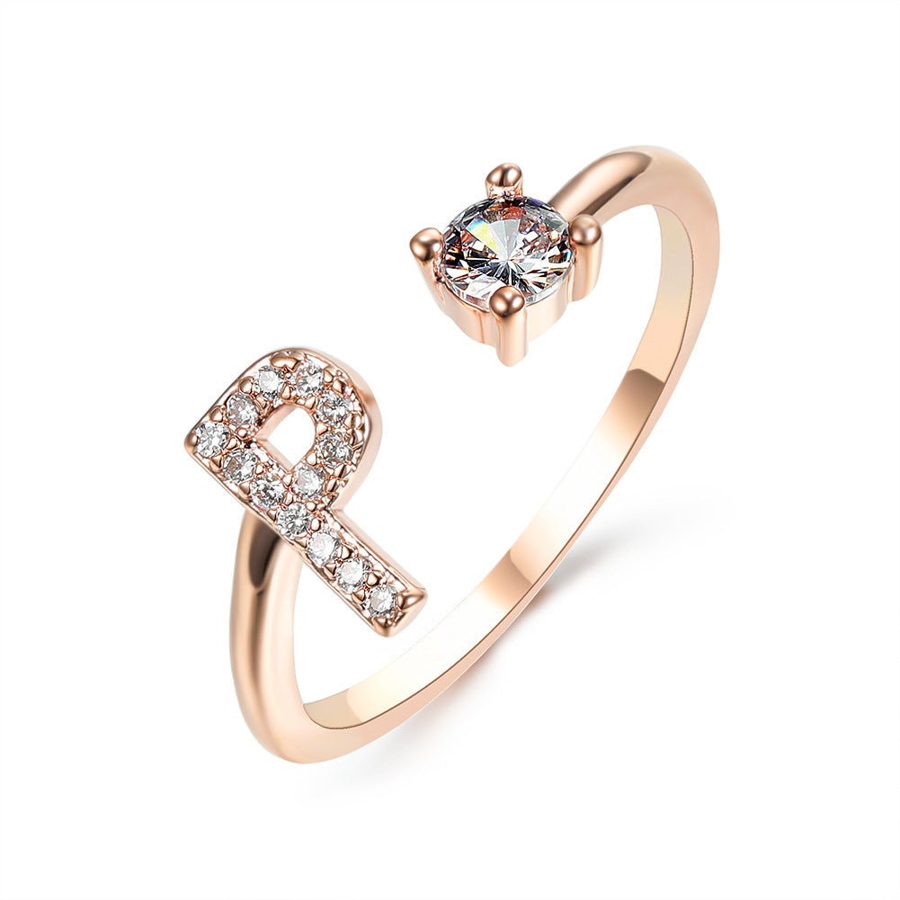 New Design Adjustable 26 Initial Letter Ring Fashion Jewelry For Women Simple Elegant Jewelry El Pazar