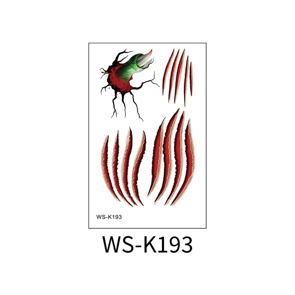 Halloween tattoo sticker simulation bloody scar sticker realistic horror disposable temporary waterproof sticker eprolo