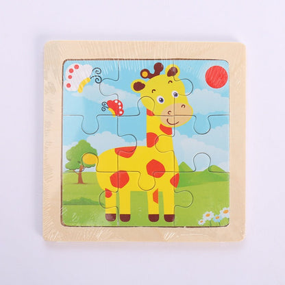 9 Pieces Of Wooden Children's Puzzle Toys Early Childhood Educational Cartoon Animal Transportation Cognitive Puzzle Board eprolo
