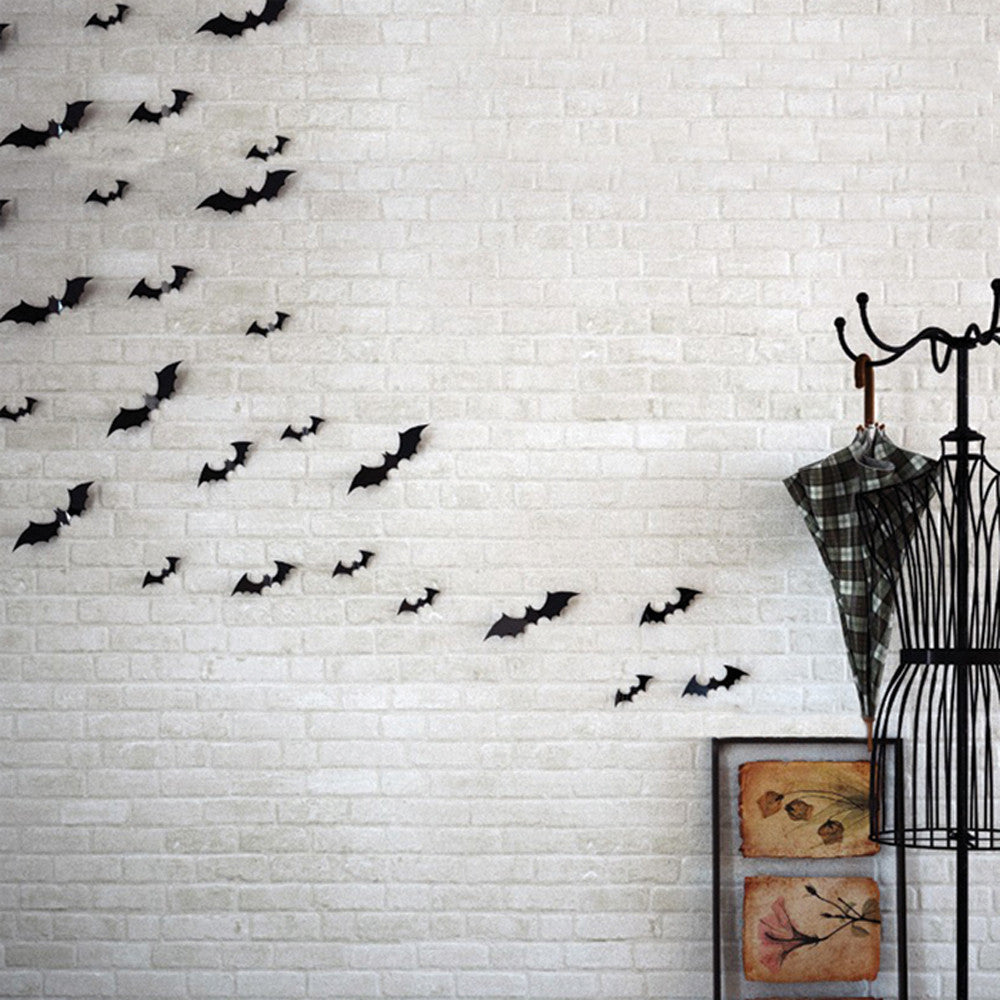 12pcs Halloween Decoration Black 3D DIY PVC Bat Wall Sticker Decal Home Halloween Decoration eprolo