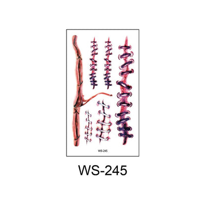 Waterproof Halloween horror wound scar face disposable temporary tattoo scar tattoo sticker eprolo