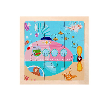 9 Pieces Of Wooden Children's Puzzle Toys Early Childhood Educational Cartoon Animal Transportation Cognitive Puzzle Board eprolo