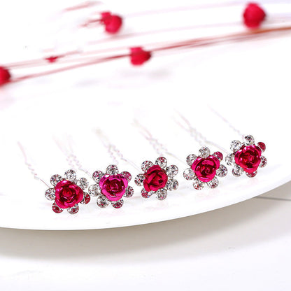 Alloy Rhinestone Tuck Comb Rose Diamond Hair Comb Stylish Hair Accessories Accessories El Pazar