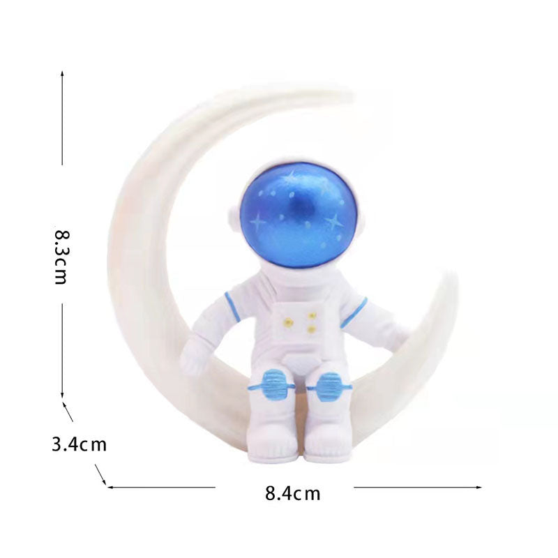 Astronaut Cake Decoration Ornaments Rocket Toy Plug-In Birthday Baking Astronaut Doll Card Set eprolo