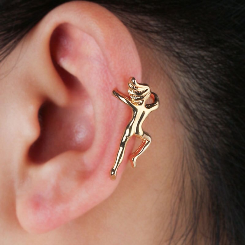1PC Gold Color Silver Color Figure Shaped Earrings Ear Clip Climbing Climber Ear Cuff Non Pierced Ear Clip Cartilage Earrings eprolo