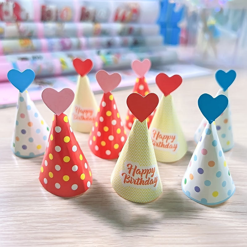 Cake Decoration Mini Birthday Hat Plug-In Set Cute Love Bear Birthday Baking Card Decoration eprolo