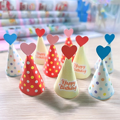Cake Decoration Mini Birthday Hat Plug-In Set Cute Love Bear Birthday Baking Card Decoration eprolo