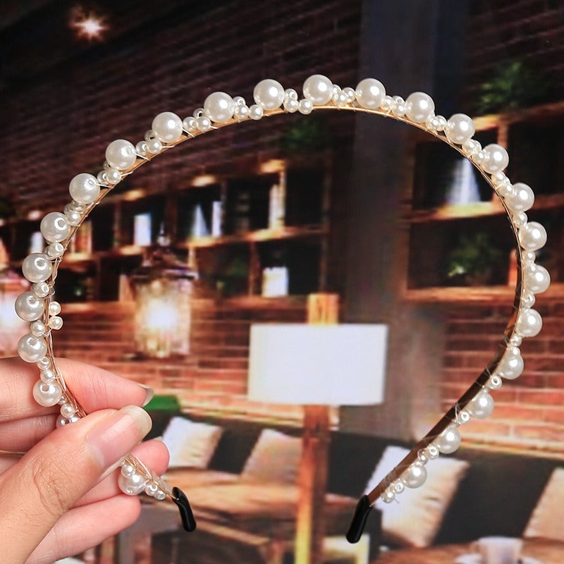 Bride's Hair Accessories Women's Handwoven Knotty Pearl Headband Japanese Korean Headdress Bow Hair Clip Crown Headband eprolo