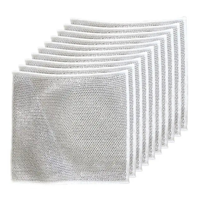 Kitchen Steel Wool Rag Multi-purpose Steel Wool Rag Reusable Steel Wool Dishcloth Set Oil-proof Quick Drying Lint Free for Pots eprolo